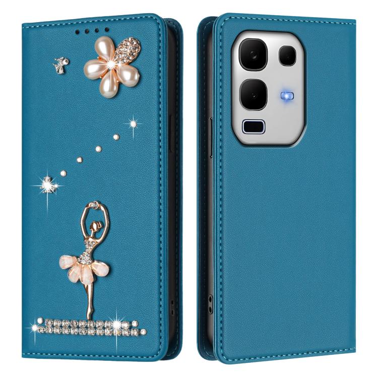 For Infinix Note 50S Ballet Girl Diamond Studded RFID Vegan Leather Phone Case