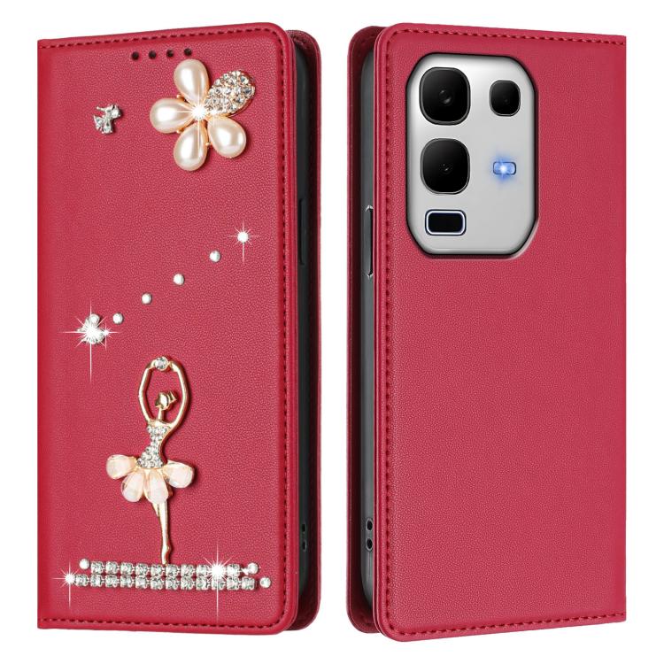 For Infinix Note 50S Ballet Girl Diamond Studded RFID Vegan Leather Phone Case