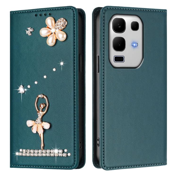 For Infinix Note 50S Ballet Girl Diamond Studded RFID Vegan Leather Phone Case