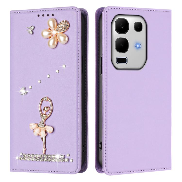 For Infinix Note 50S Ballet Girl Diamond Studded RFID Vegan Leather Phone Case