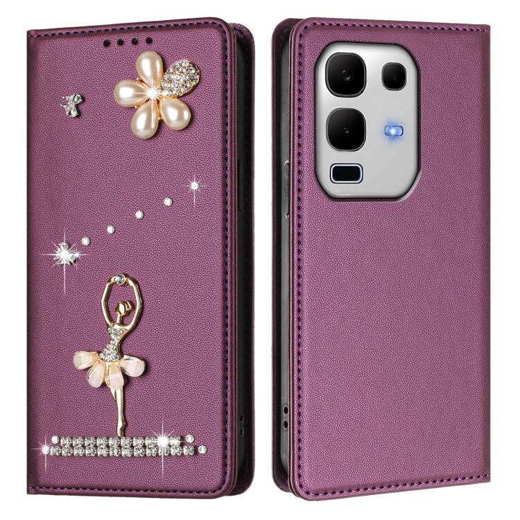 For Infinix Note 50S Ballet Girl Diamond Studded RFID Vegan Leather Phone Case