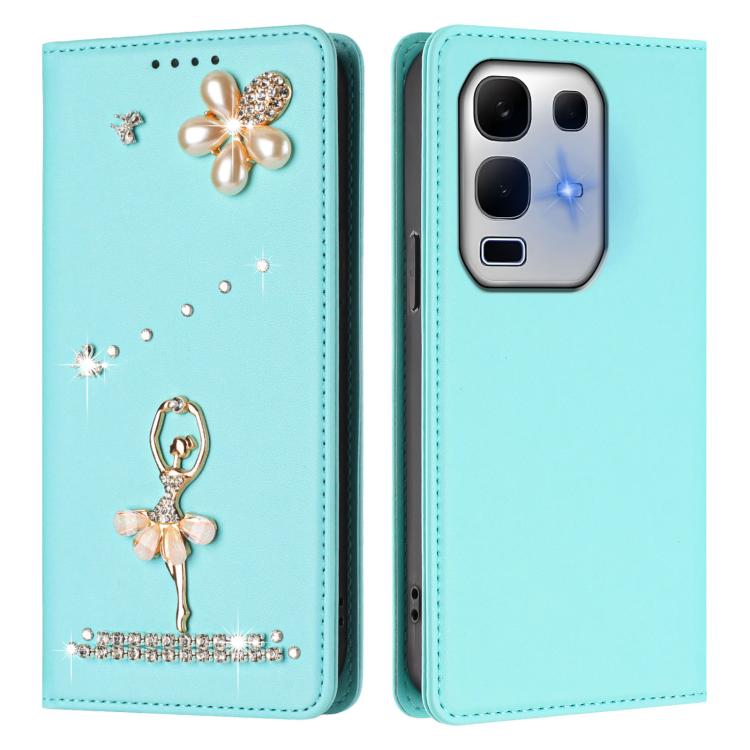 For Infinix Note 50x Ballet Girl Diamond Studded RFID Vegan Leather Phone Case