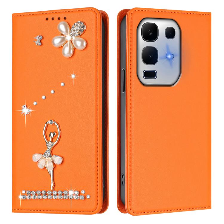 For Infinix Note 50x Ballet Girl Diamond Studded RFID Vegan Leather Phone Case