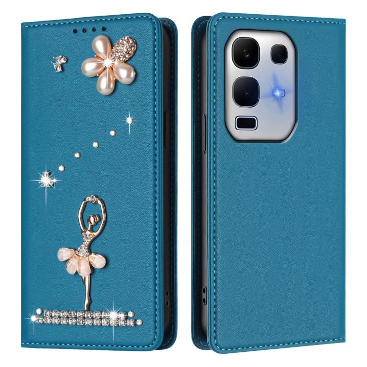 For Infinix Note 50x Ballet Girl Diamond Studded RFID Vegan Leather Phone Case