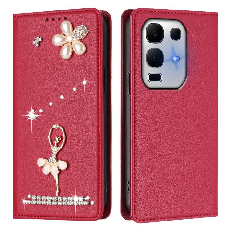 For Infinix Note 50x Ballet Girl Diamond Studded RFID Vegan Leather Phone Case