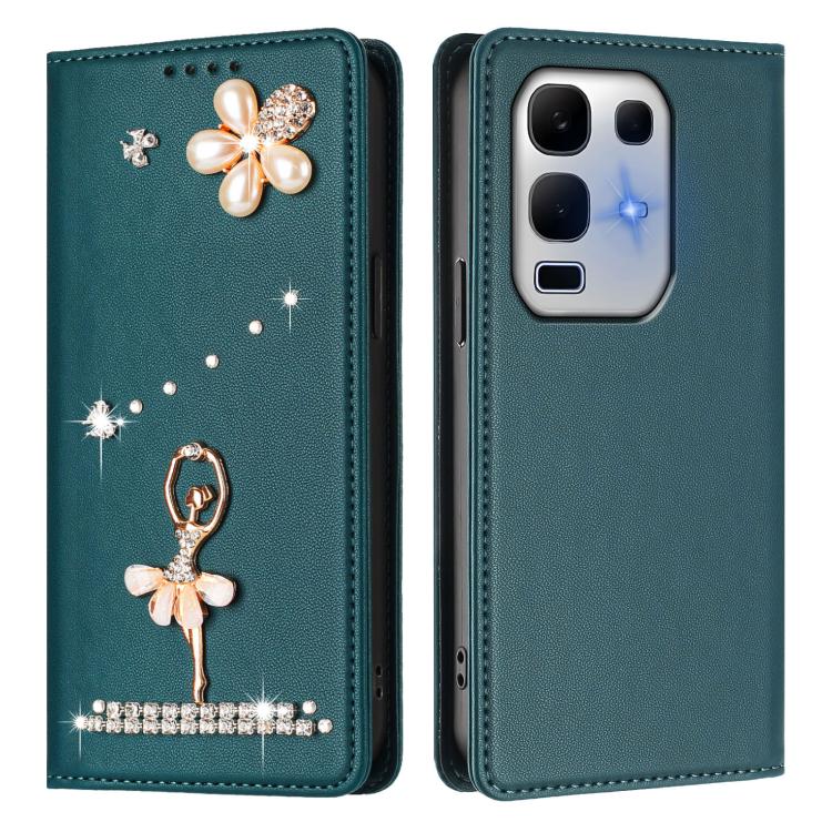 For Infinix Note 50x Ballet Girl Diamond Studded RFID Vegan Leather Phone Case