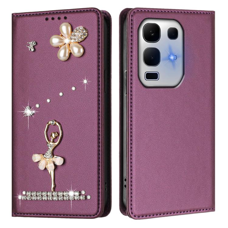 For Infinix Note 50x Ballet Girl Diamond Studded RFID Vegan Leather Phone Case