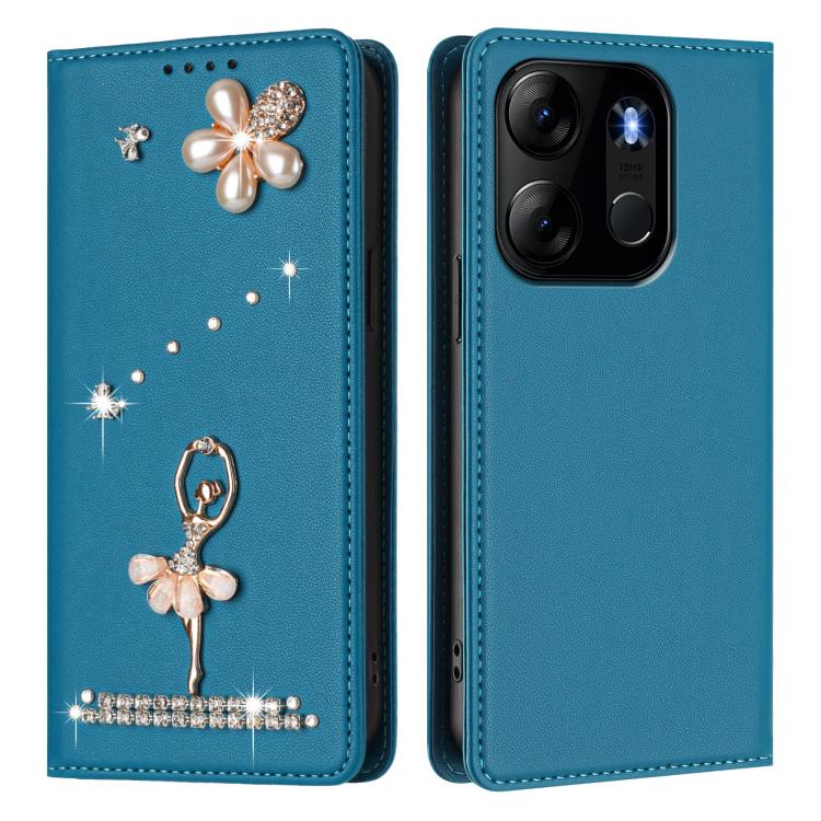 For Infinix Smart 7 Global Ballet Girl Diamond Studded RFID Vegan Leather Phone Case