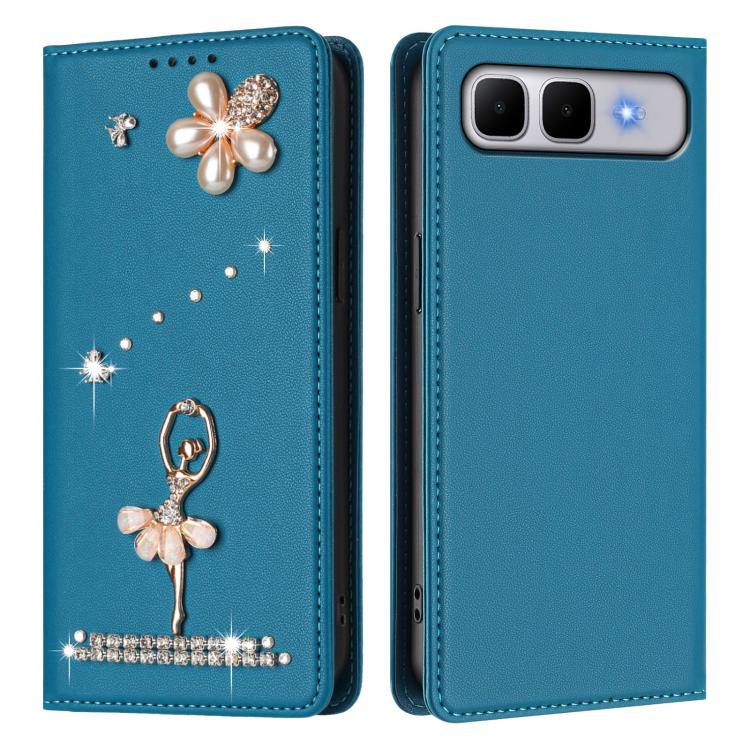 For Infinix Smart 10 Plus 4G Ballet Girl Diamond Studded RFID Vegan Leather Phone Case