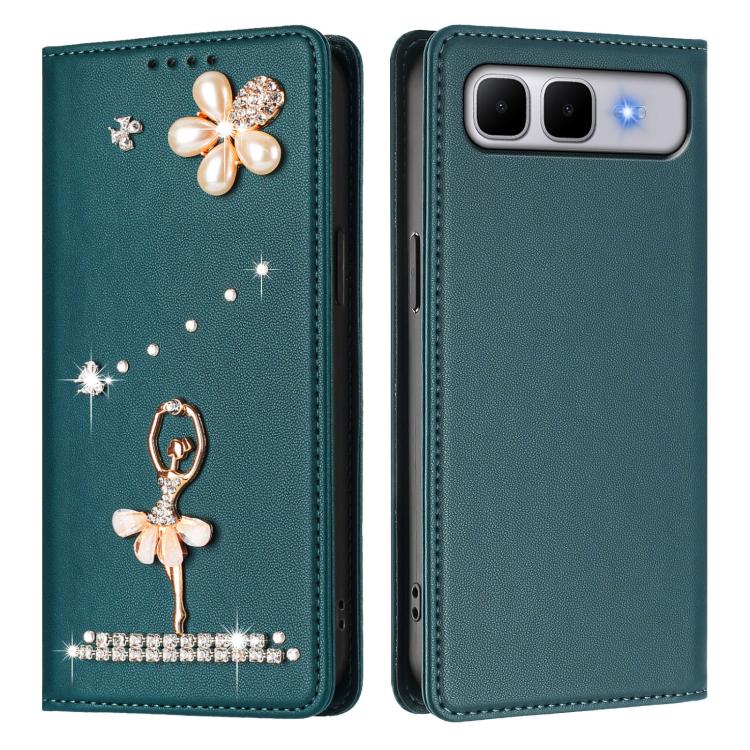 For Infinix Smart 10 Plus 4G Ballet Girl Diamond Studded RFID Vegan Leather Phone Case