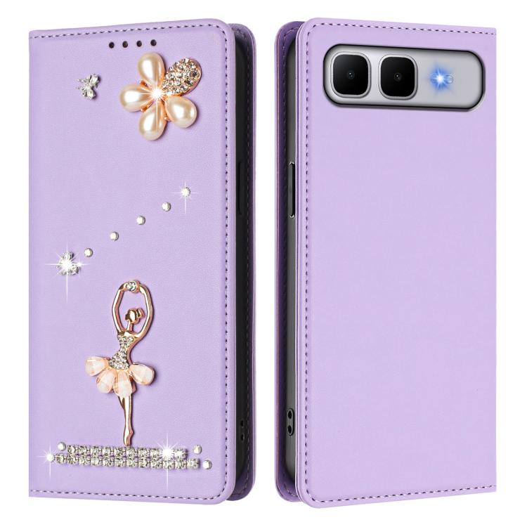 For Infinix Smart 10 Plus 4G Ballet Girl Diamond Studded RFID Vegan Leather Phone Case