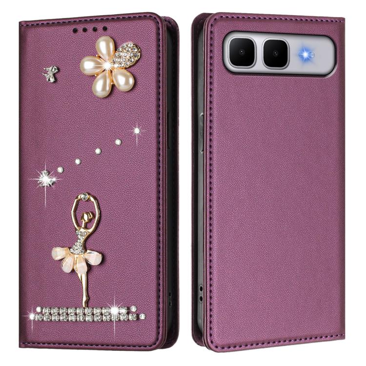 For Infinix Smart 10 Plus 4G Ballet Girl Diamond Studded RFID Vegan Leather Phone Case