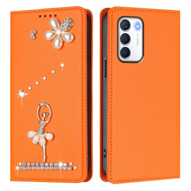 For Infinix Zero 5G 2023 Ballet Girl Diamond Studded RFID Vegan Leather Phone Case