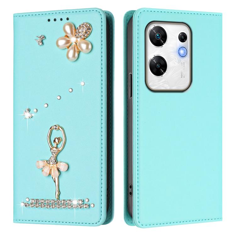For Infinix Zero 30 4G Ballet Girl Diamond Studded RFID Vegan Leather Phone Case