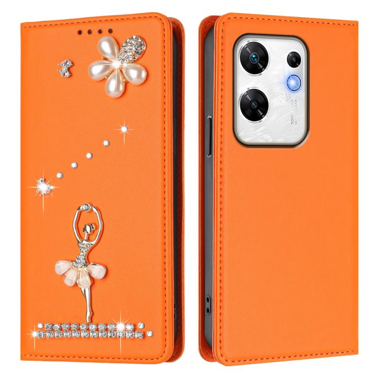 For Infinix Zero 30 4G Ballet Girl Diamond Studded RFID Vegan Leather Phone Case