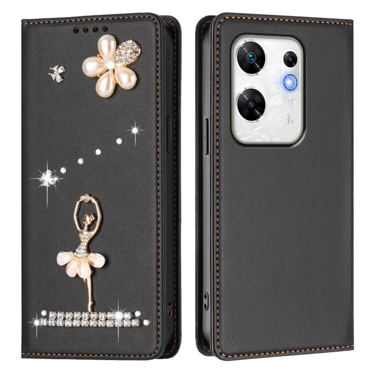 For Infinix Zero 30 4G Ballet Girl Diamond Studded RFID Vegan Leather Phone Case
