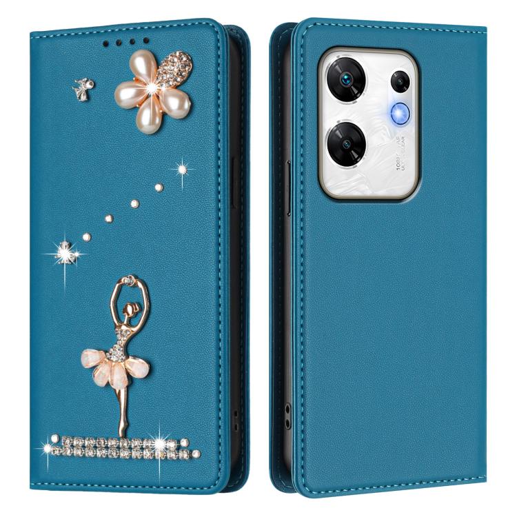 For Infinix Zero 30 4G Ballet Girl Diamond Studded RFID Vegan Leather Phone Case