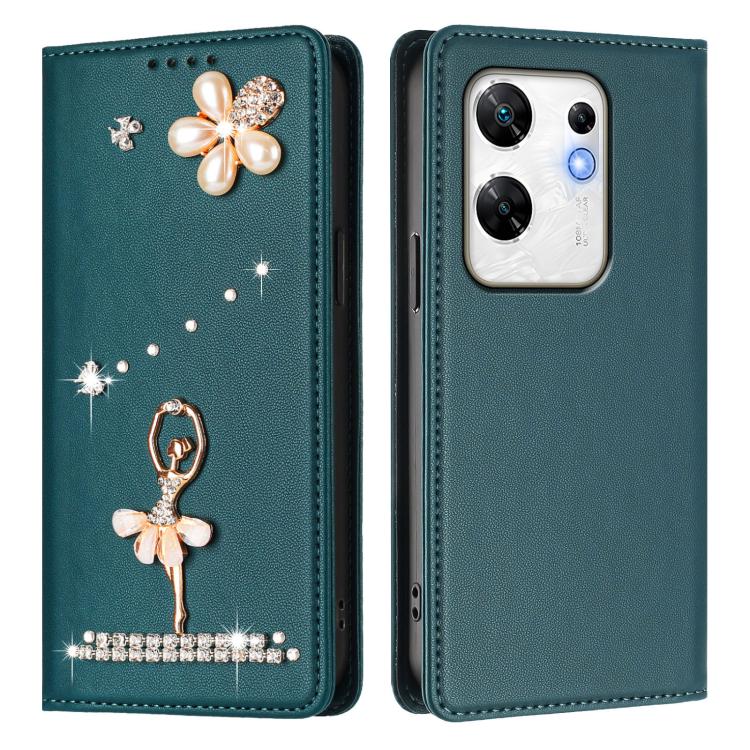 For Infinix Zero 30 4G Ballet Girl Diamond Studded RFID Vegan Leather Phone Case