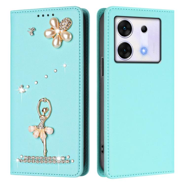 For Infinix Zero 30 5G Ballet Girl Diamond Studded RFID Vegan Leather Phone Case