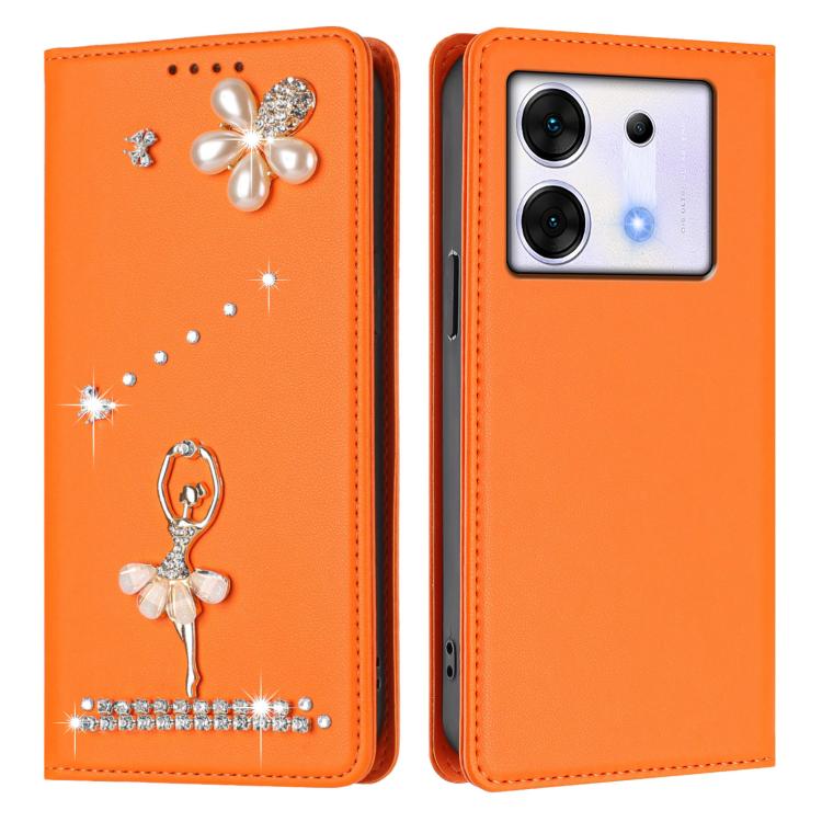 For Infinix Zero 30 5G Ballet Girl Diamond Studded RFID Vegan Leather Phone Case