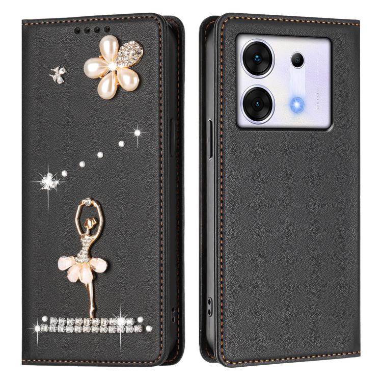 For Infinix Zero 30 5G Ballet Girl Diamond Studded RFID Vegan Leather Phone Case