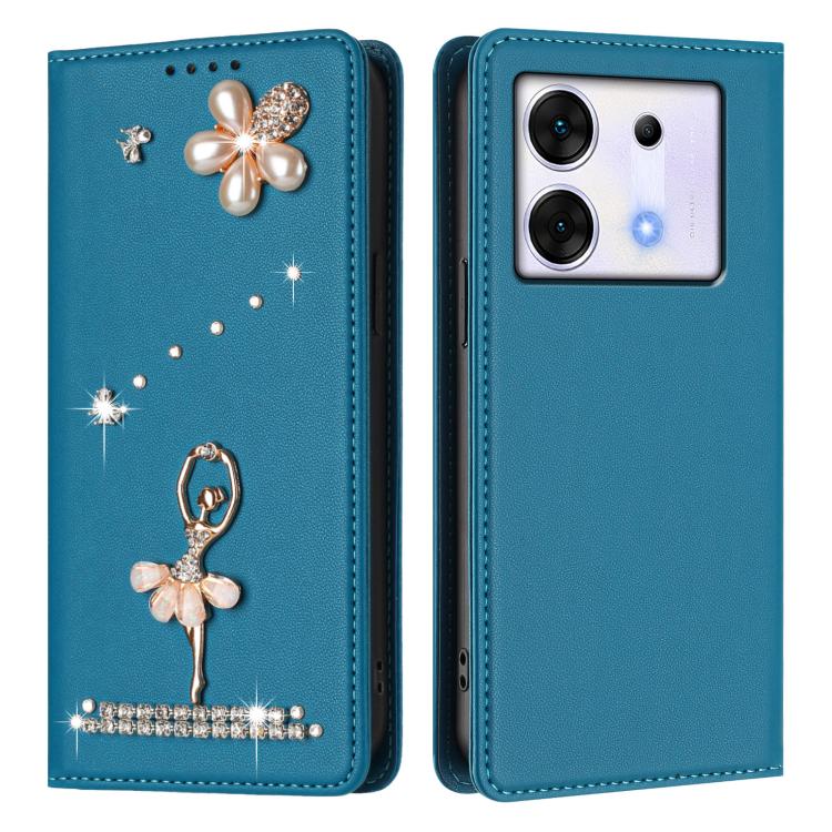 For Infinix Zero 30 5G Ballet Girl Diamond Studded RFID Vegan Leather Phone Case