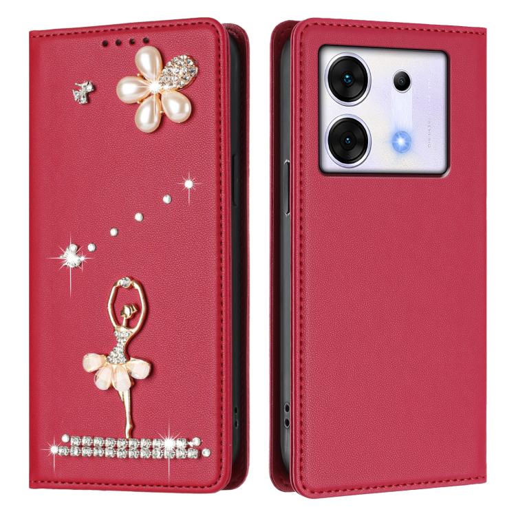 For Infinix Zero 30 5G Ballet Girl Diamond Studded RFID Vegan Leather Phone Case