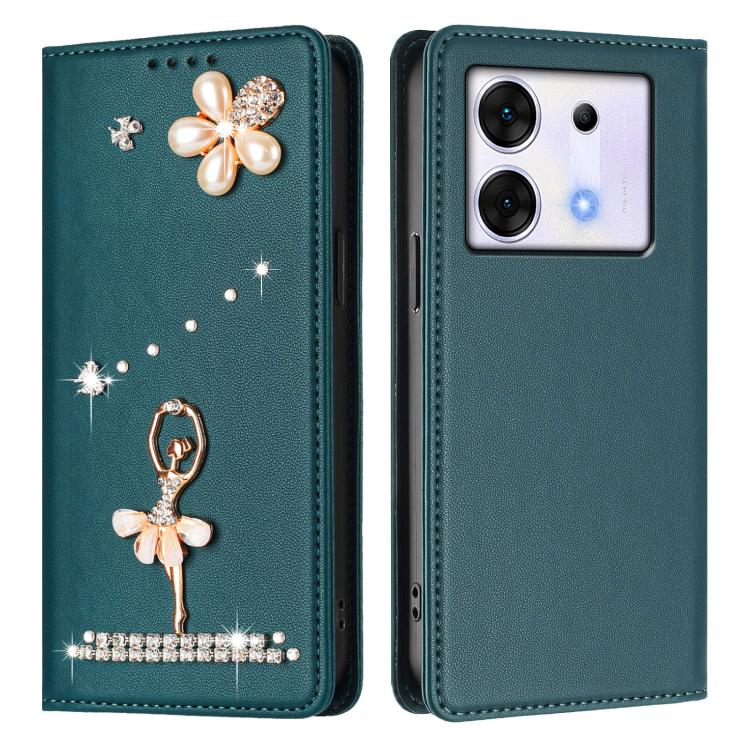 For Infinix Zero 30 5G Ballet Girl Diamond Studded RFID Vegan Leather Phone Case