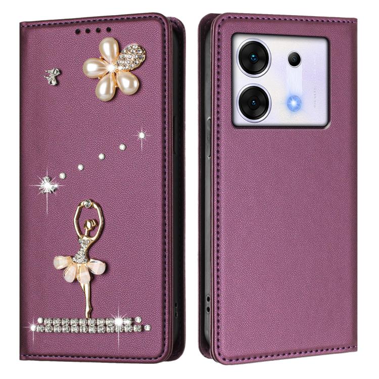 For Infinix Zero 30 5G Ballet Girl Diamond Studded RFID Vegan Leather Phone Case