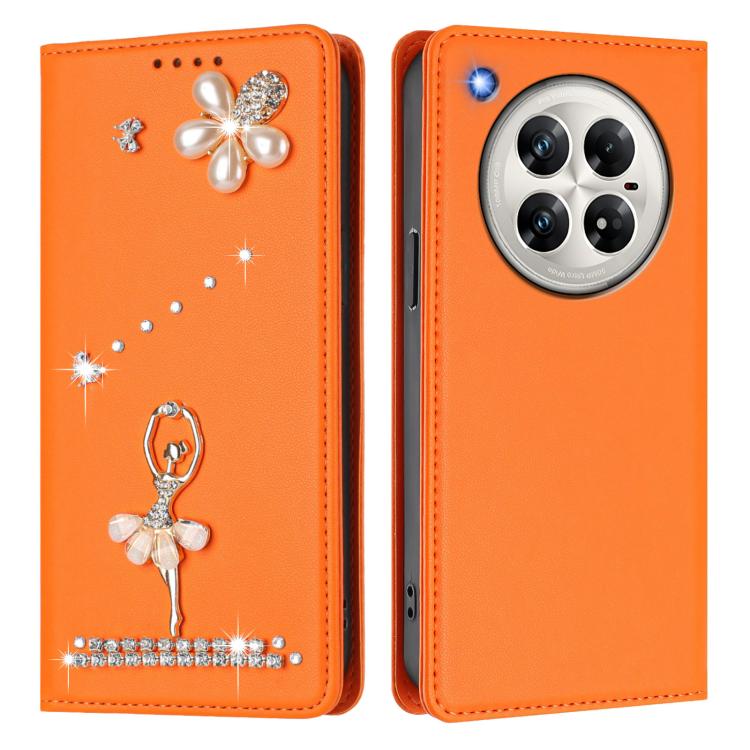 For Infinix Zero 40 4G / Zero 40 Ballet Girl Diamond Studded RFID Vegan Leather Phone Case