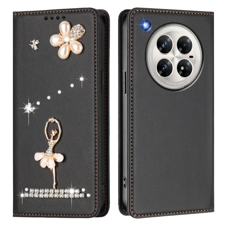 For Infinix Zero 40 4G / Zero 40 Ballet Girl Diamond Studded RFID Vegan Leather Phone Case