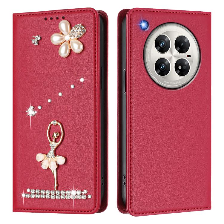 For Infinix Zero 40 4G / Zero 40 Ballet Girl Diamond Studded RFID Vegan Leather Phone Case