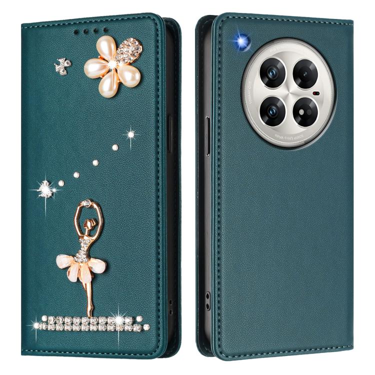 For Infinix Zero 40 4G / Zero 40 Ballet Girl Diamond Studded RFID Vegan Leather Phone Case