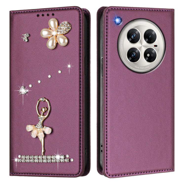 For Infinix Zero 40 4G / Zero 40 Ballet Girl Diamond Studded RFID Vegan Leather Phone Case