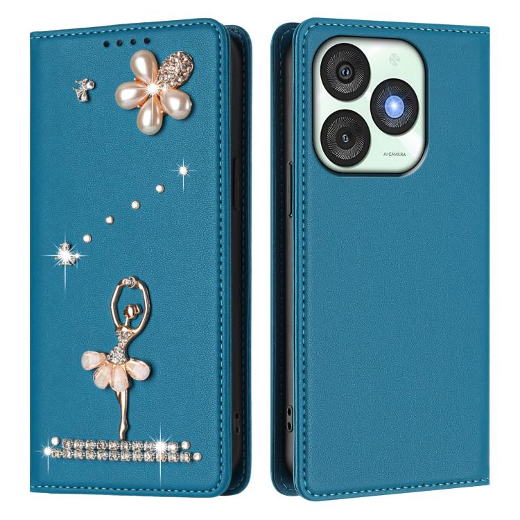 For itel A50 Ballet Girl Diamond Studded RFID Vegan Leather Phone Case