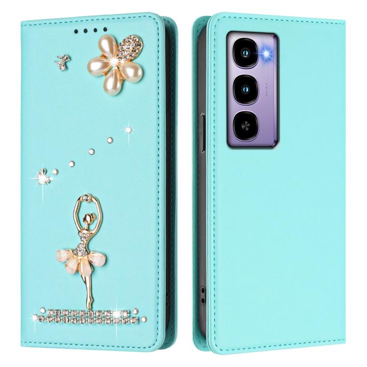 For itel City 100 Ballet Girl Diamond Studded RFID Vegan Leather Phone Case