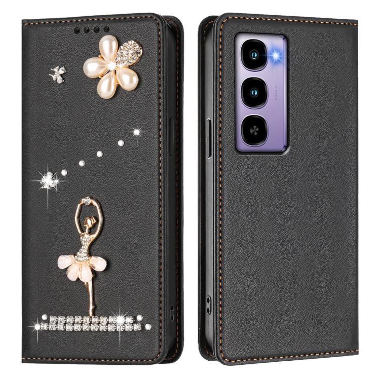 For itel City 100 Ballet Girl Diamond Studded RFID Vegan Leather Phone Case