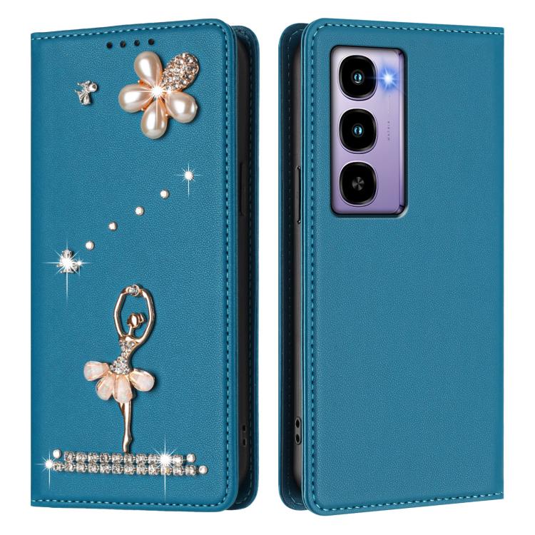 For itel City 100 Ballet Girl Diamond Studded RFID Vegan Leather Phone Case
