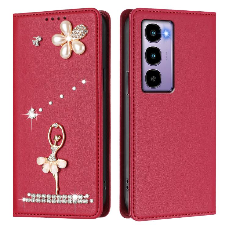 For itel City 100 Ballet Girl Diamond Studded RFID Vegan Leather Phone Case