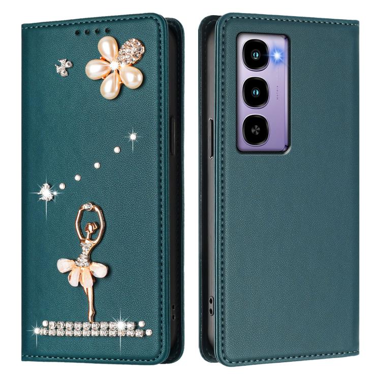 For itel City 100 Ballet Girl Diamond Studded RFID Vegan Leather Phone Case