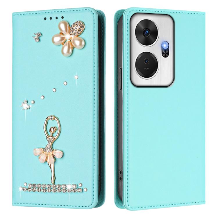 For itel P55+ Ballet Girl Diamond Studded RFID Vegan Leather Phone Case
