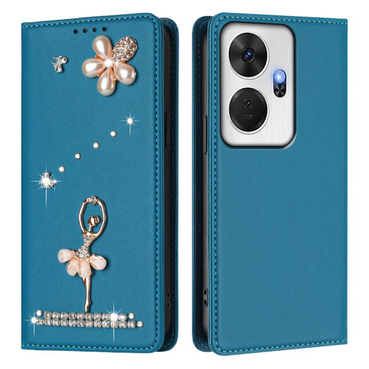 For itel P55+ Ballet Girl Diamond Studded RFID Vegan Leather Phone Case