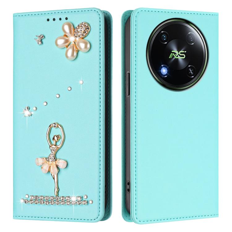 For itel RS4 Ballet Girl Diamond Studded RFID Vegan Leather Phone Case