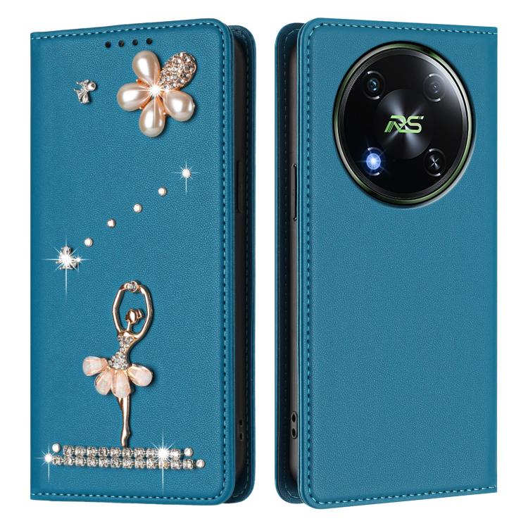 For itel RS4 Ballet Girl Diamond Studded RFID Vegan Leather Phone Case