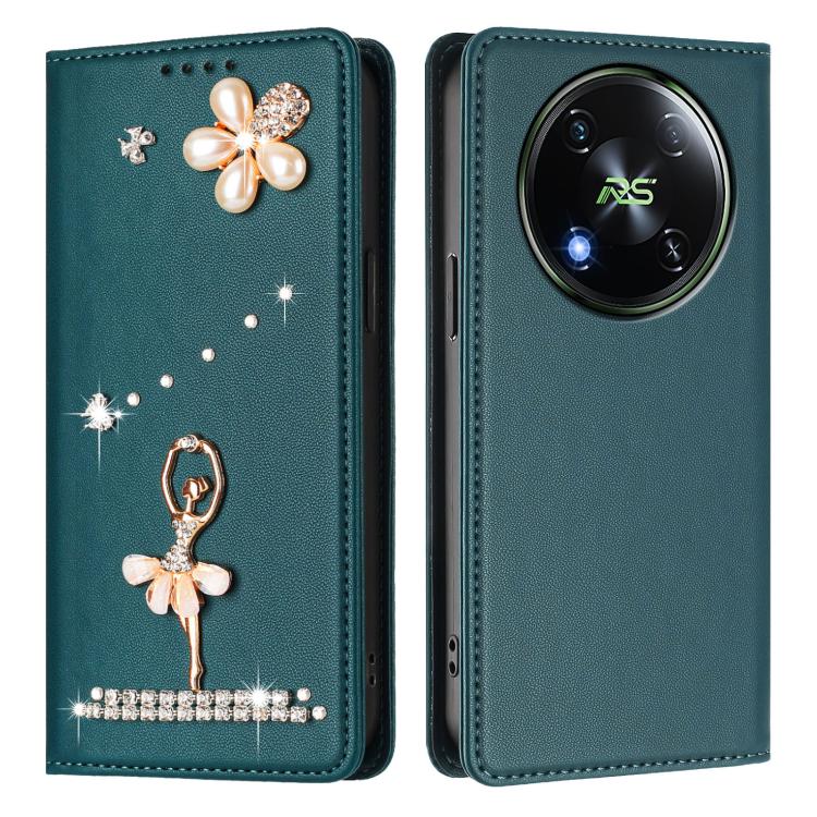 For itel RS4 Ballet Girl Diamond Studded RFID Vegan Leather Phone Case