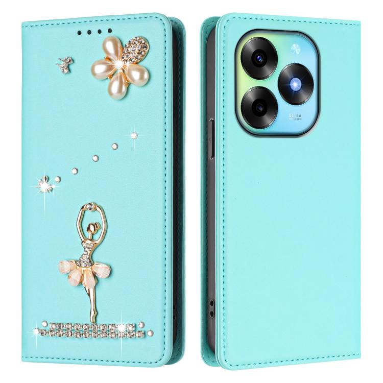 For itel S23+ Ballet Girl Diamond Studded RFID Vegan Leather Phone Case