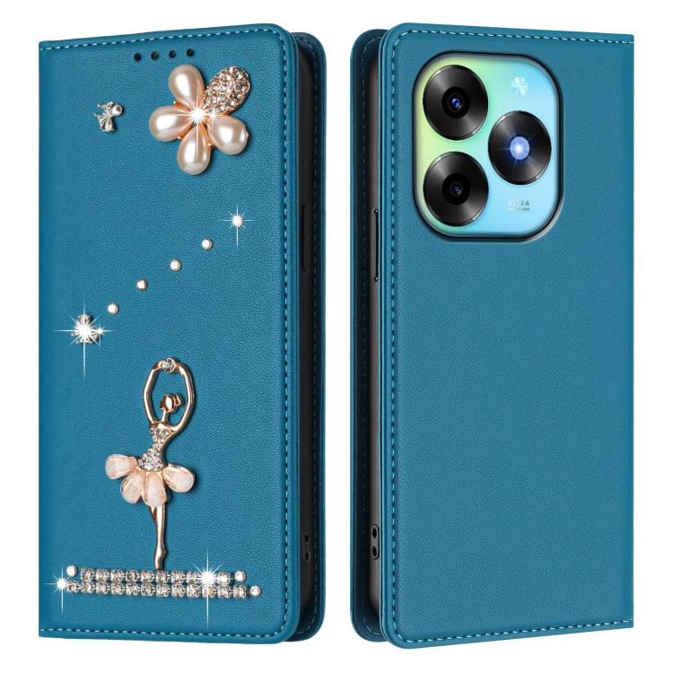 For itel S23+ Ballet Girl Diamond Studded RFID Vegan Leather Phone Case