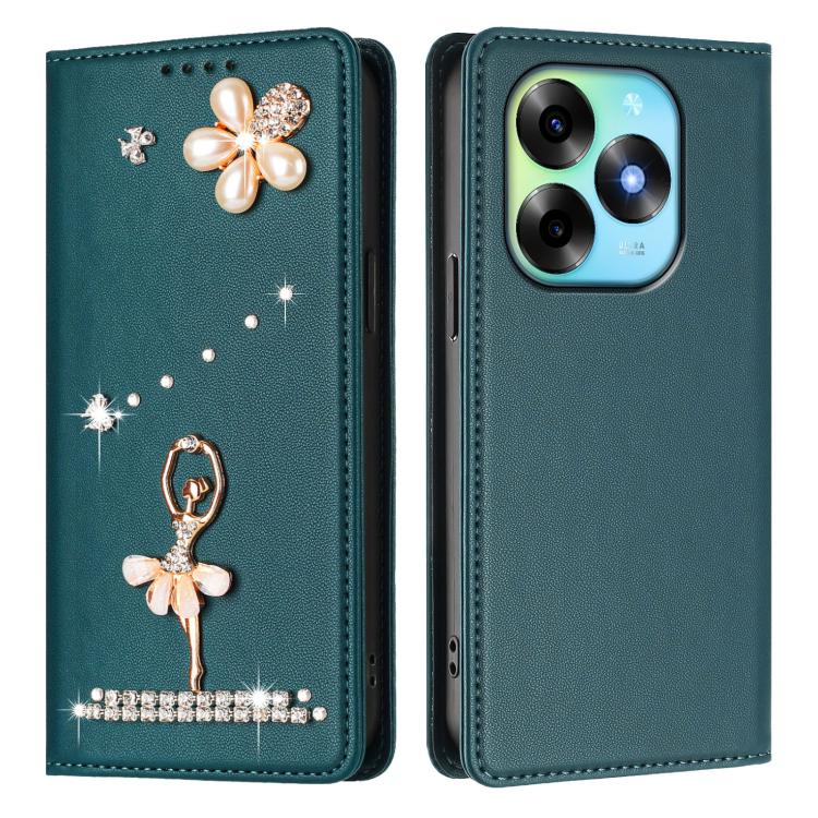 For itel S23+ Ballet Girl Diamond Studded RFID Vegan Leather Phone Case