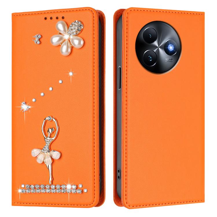 For itel S24 Ballet Girl Diamond Studded RFID Vegan Leather Phone Case