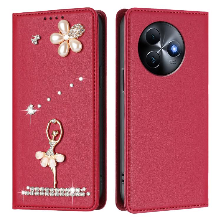 For itel S24 Ballet Girl Diamond Studded RFID Vegan Leather Phone Case
